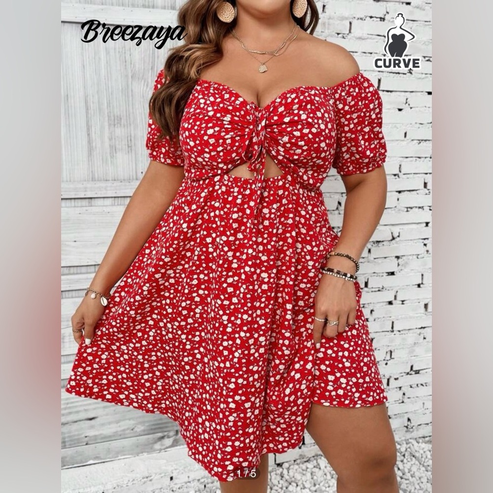 SHEIN Red Floral Dress